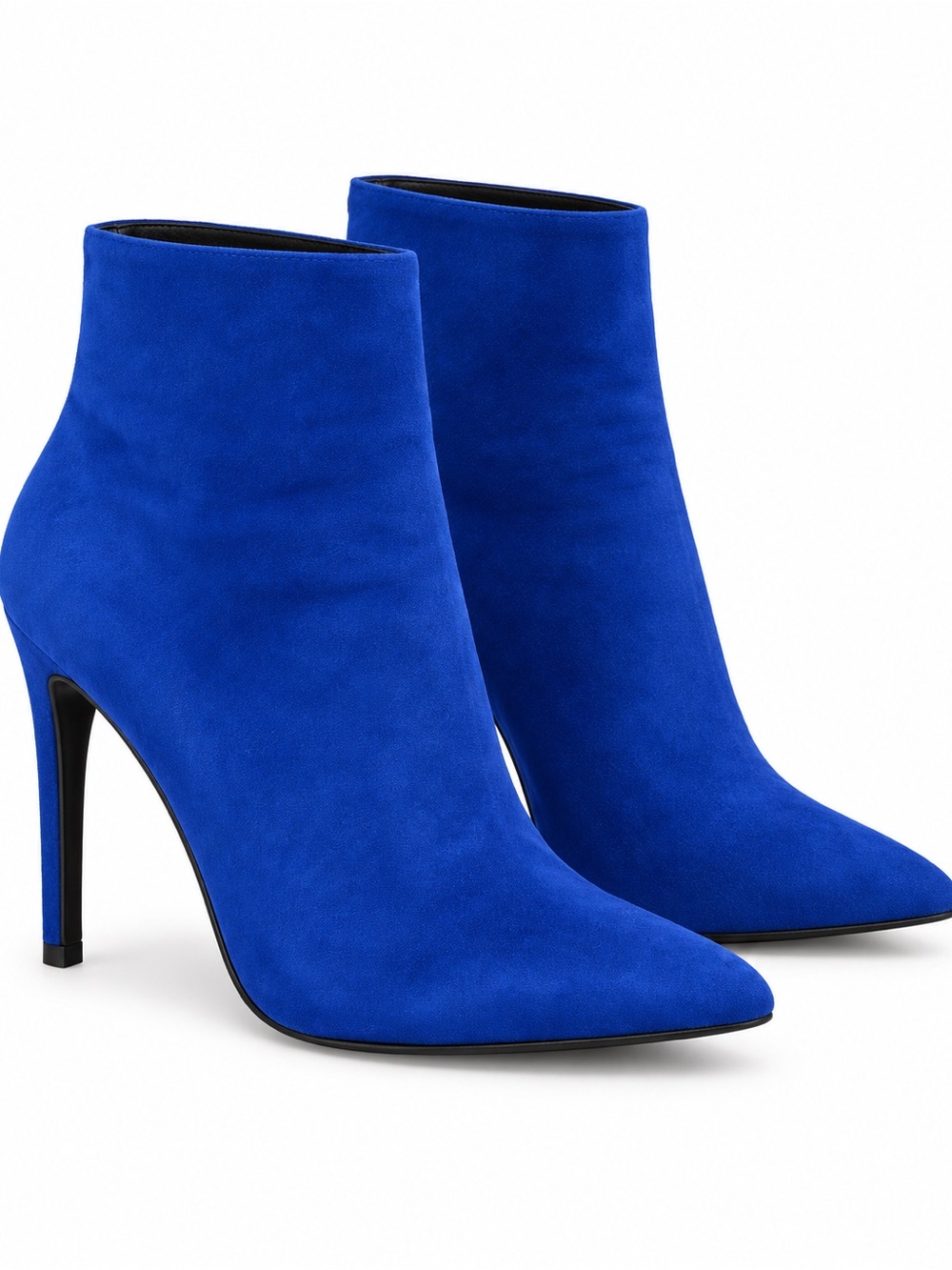 So Me Royal Blue Suede Pointed-Toe Stiletto Ankle Boots